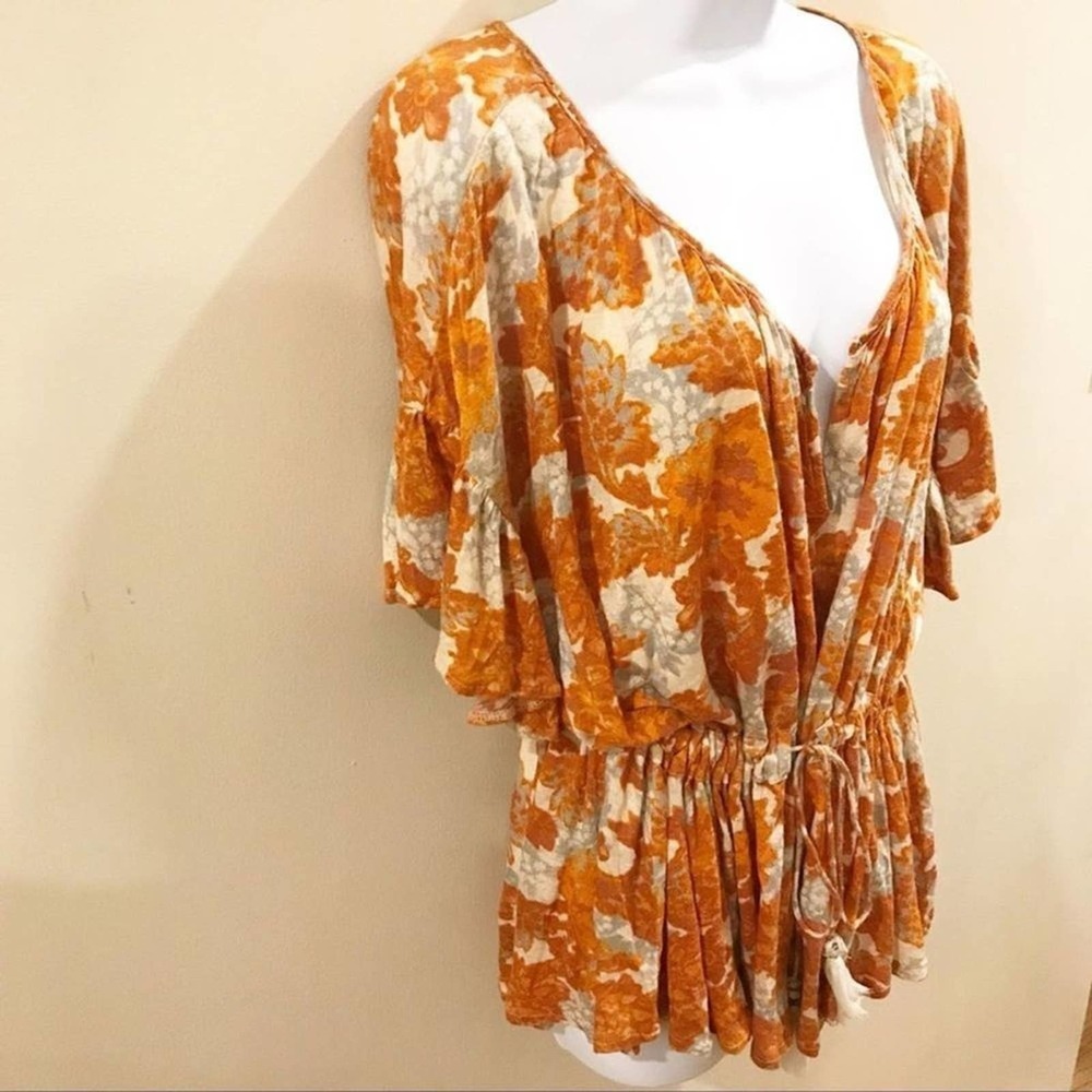 Free People River Bend Top Orange Medium - Picture 4 of 13